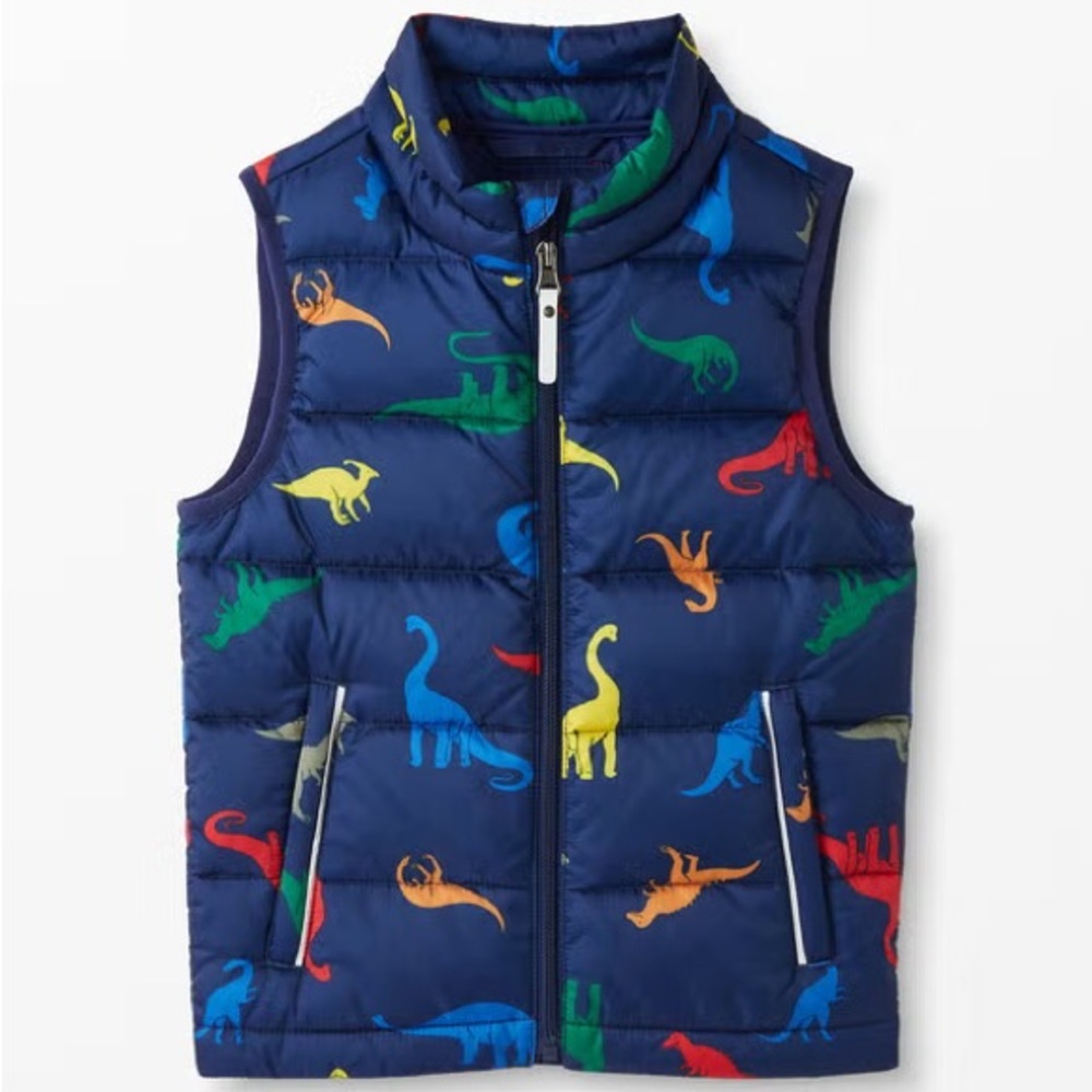 Hanna Andersson Down dinosaur puffer vest 120 (US 6/7)